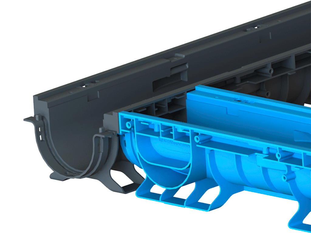 Дренажный водоотводный лоток PolyMax Basic DN100 H120, модернизированный (1000x156x120)