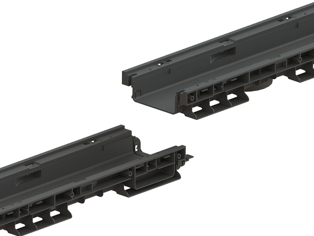 Дренажный водоотводный лоток PolyMax Basic DN100 H60, модернизированный (1000x156x60)