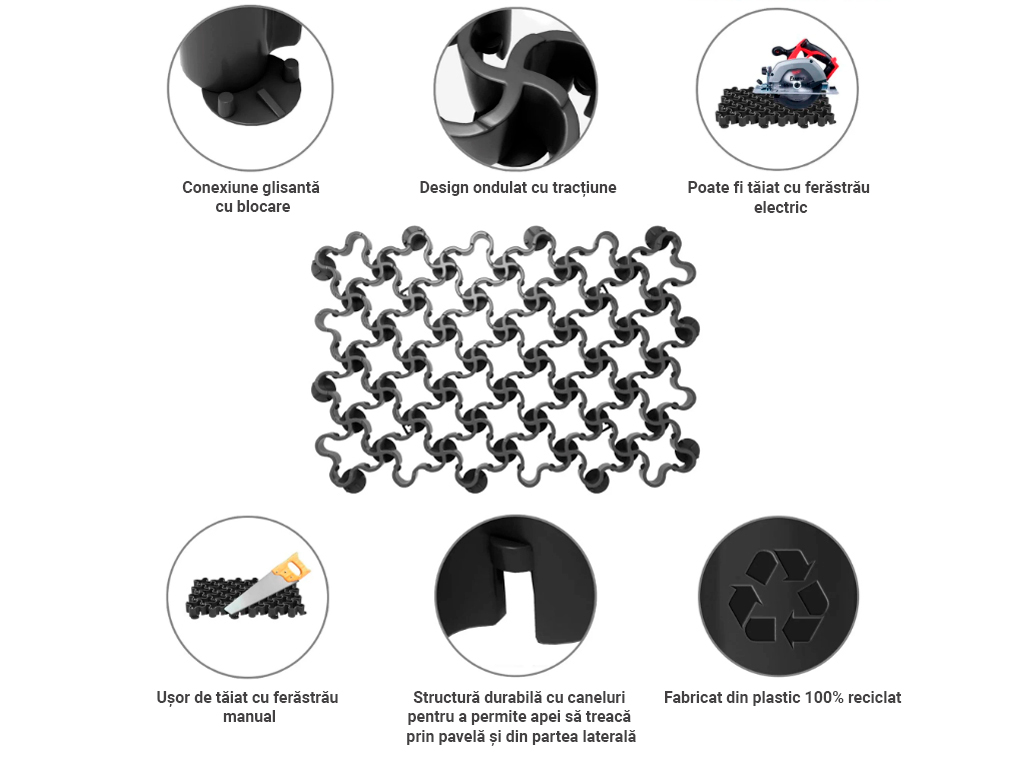 Pavelă ecologică EasyPave din plastic, verde închis (629x434xH=50 mm)