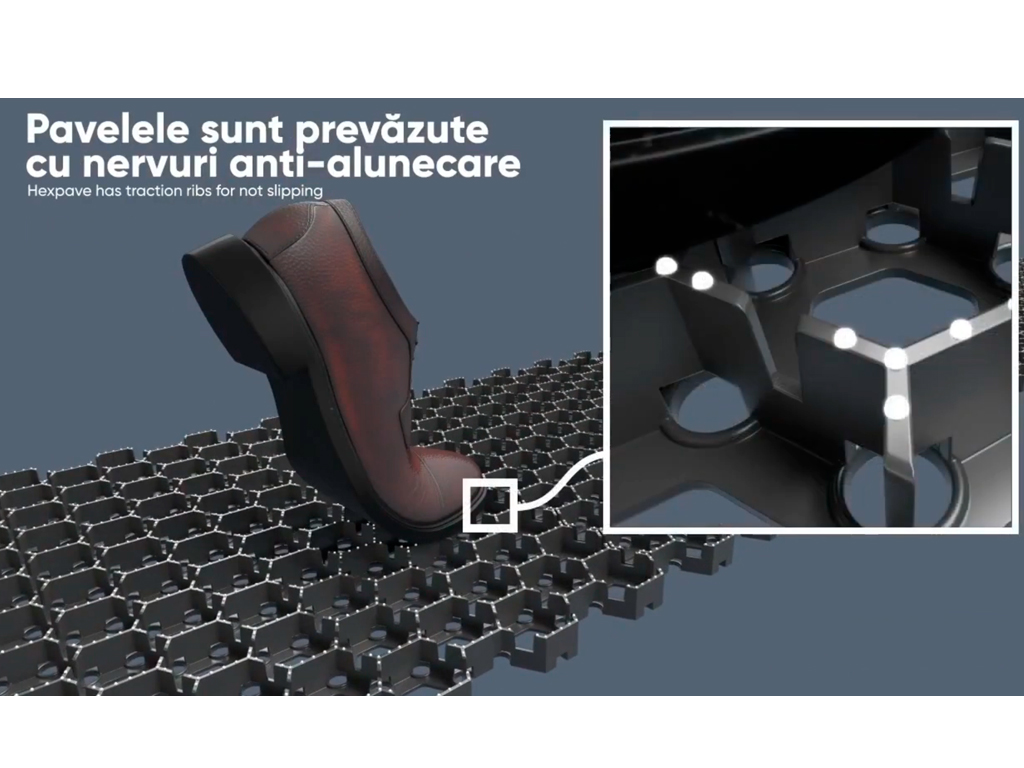 Pavelă ecologică HexPave din plastic, transparentă (579x505xH=30 mm)