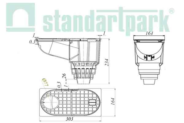 Бокс водосточный коричневый PolyMax Basic с вертикальным отводом (300x164x234)