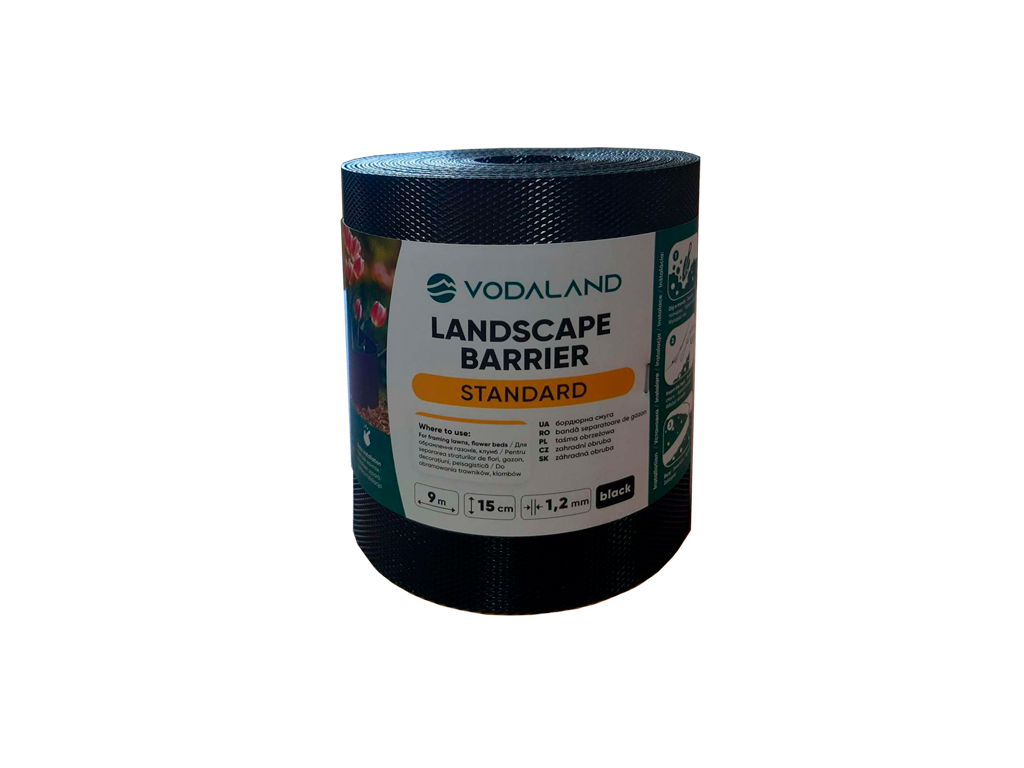 Bordură decorativă pentru grădină GARDEN LAWN, negru (9000х2х150)