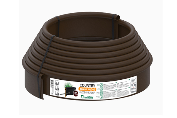 Бордюр садовый декоративный КАНТРИ ПРЕМИУМ, коричневый (10000х20х110)