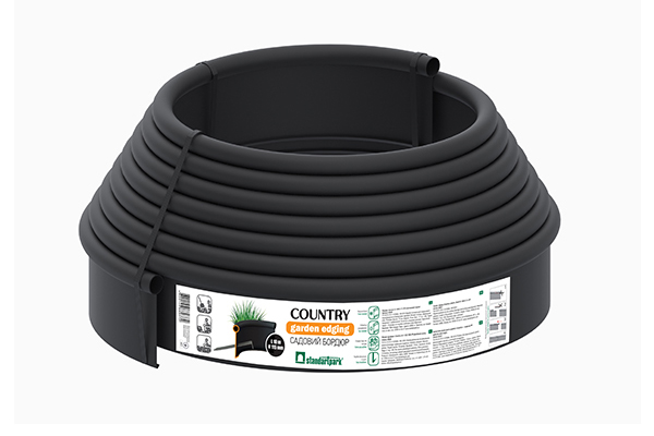 Bordură decorativă pentru grădină COUNTRY PREMIUM, negru (10000х20х110)
