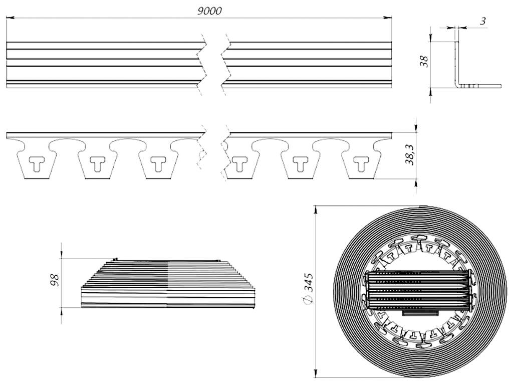 Bordura din plastic New Fix Light negru in set cu ancora 18 buc si fixator 3 buc