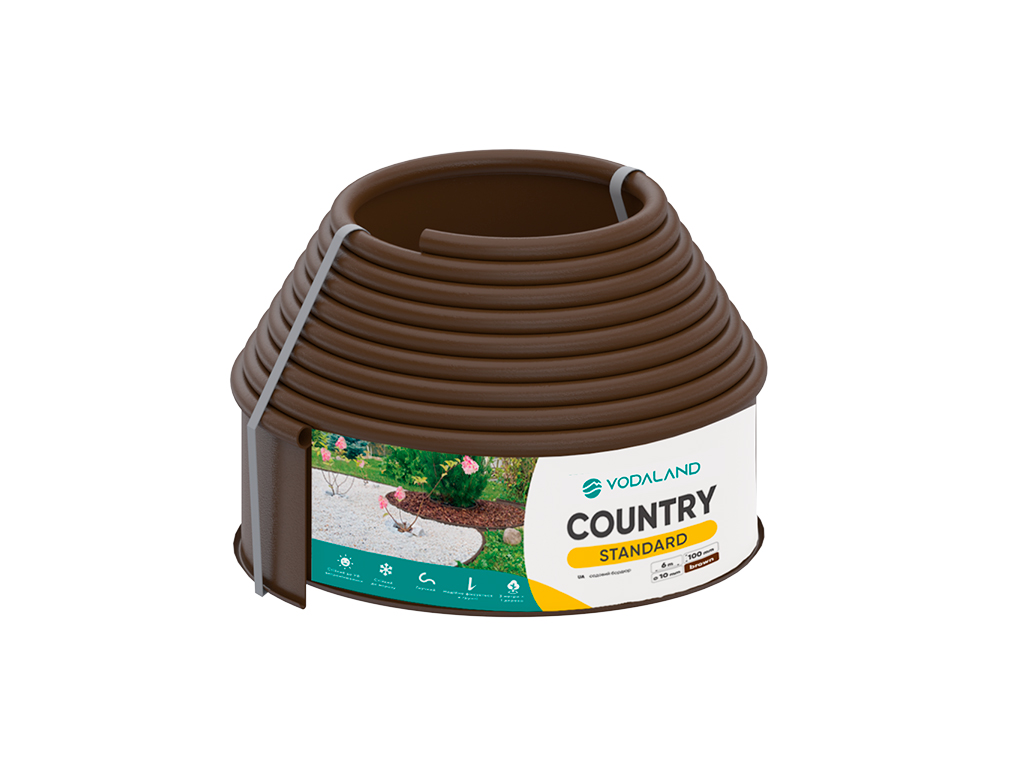 Bordură decorativă pentru grădină COUNTRY STANDARD, maro (6000x12x100)