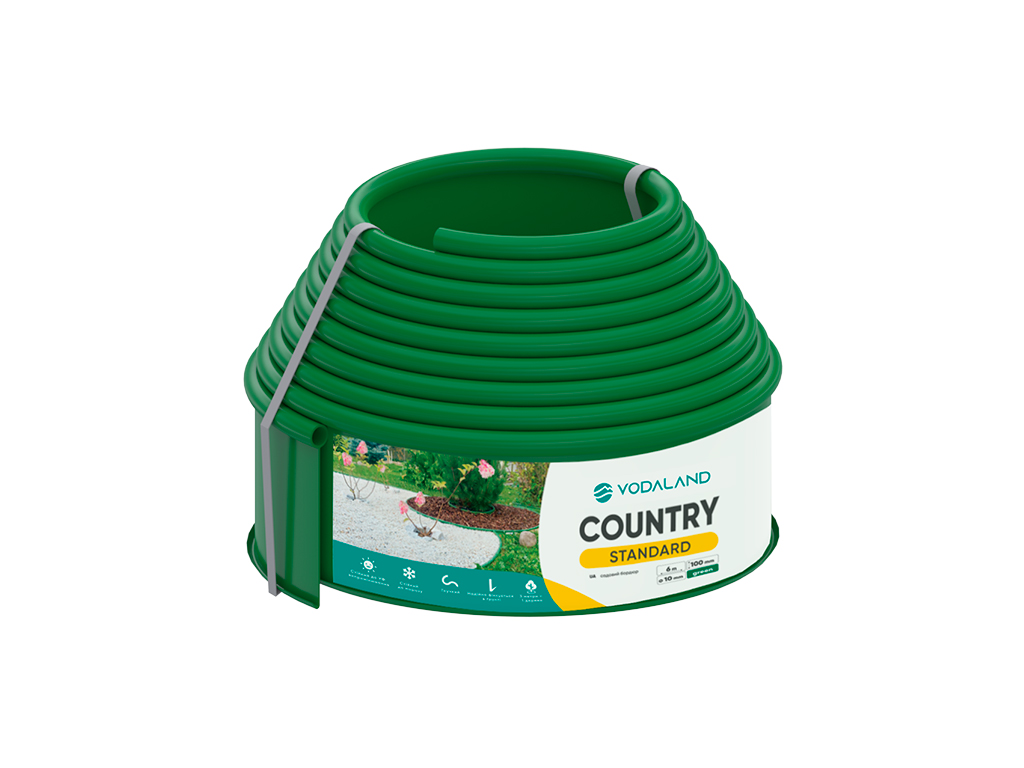 Bordură decorativă pentru grădină COUNTRY STANDARD, verde (6000x12x100)