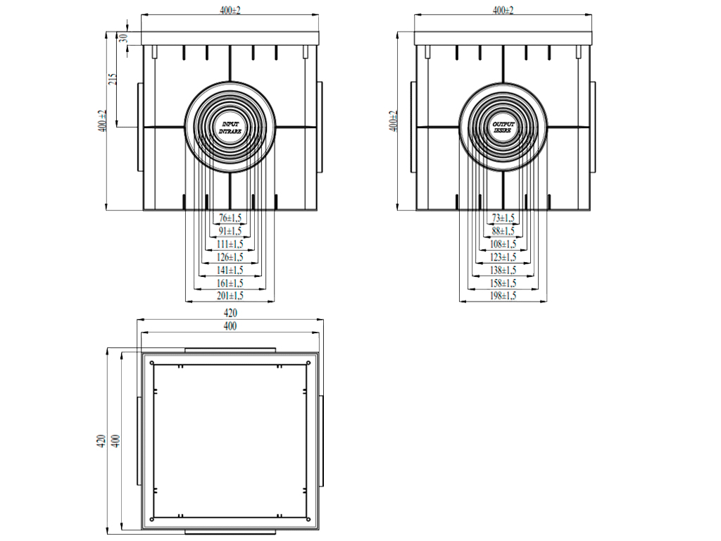 Дождеприемник квадратный ливневой 400x400xH400 мм