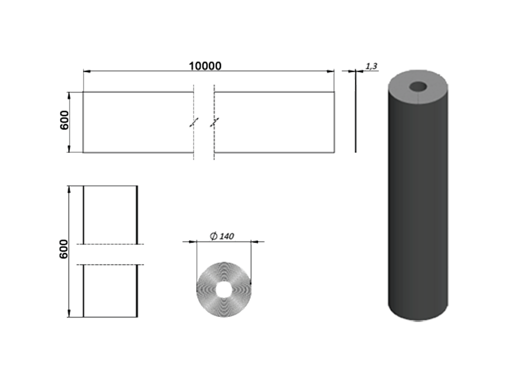 Armo-protecție (bariera anti-radacini) în rolă 0,6x10m (6m2), grosimea 1,3mm neagră, din polietilenă