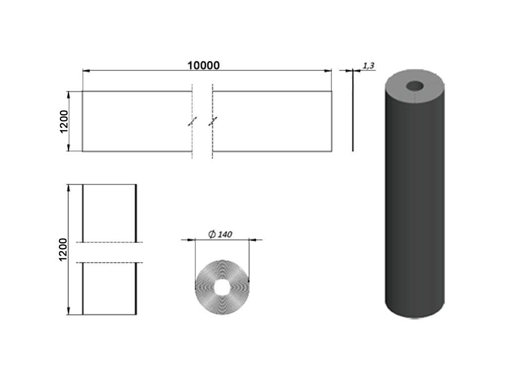 Aрмозащита (противокорневой барьер) в рулоне 1,2x10м (12м2), толщина 1,3мм черная, из полиэтилена
