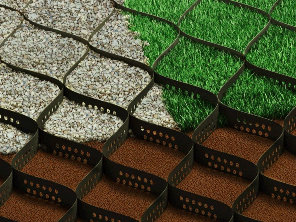 Георешетка TERRA 6000X2550 мм, H=100 мм, ячейка 220x220 мм (13,5 кг/модуль, S=15,3м2)