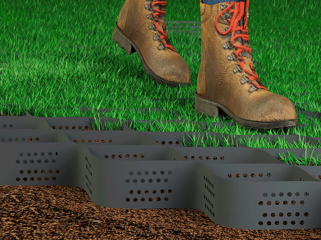 Георешетка TERRA 6000X2550 мм, H=100 мм, ячейка 220x220 мм (13,5 кг/модуль, S=15,3м2)