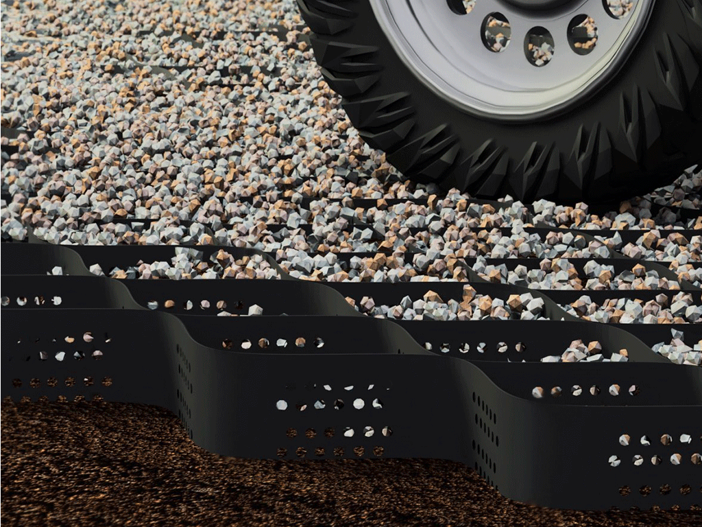 Георешетка TERRA 6000X2550 мм, H=100 мм, ячейка 220x220 мм (13,5 кг/модуль, S=15,3м2)