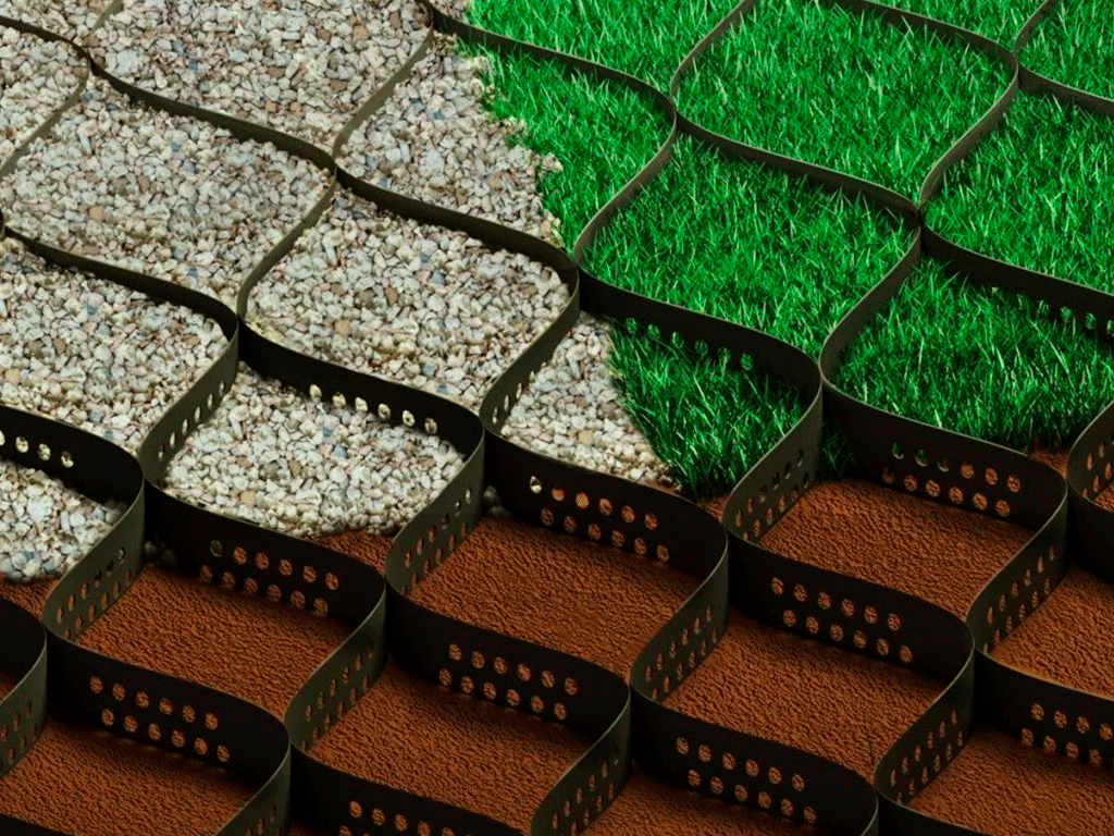 Георешетка TERRA 6000X2550мм, H=300мм, ячейка 220x220мм (39.0кг/модуль, S=15,3м2)