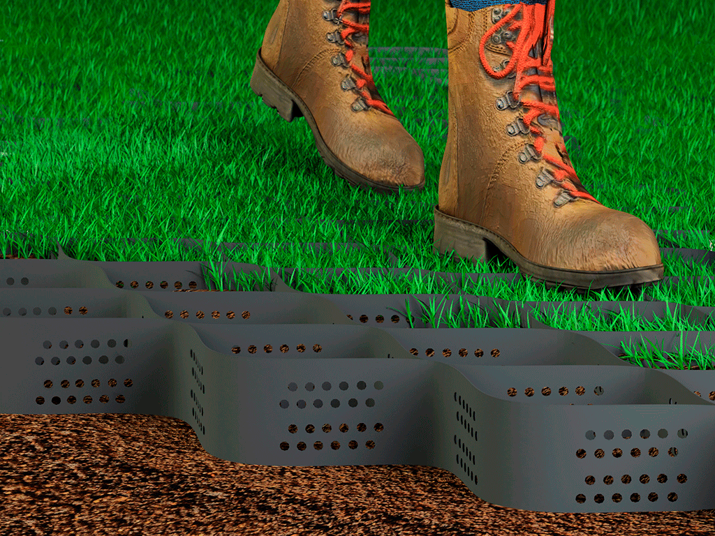 Георешетка TERRA 6000X2550мм, H=300мм, ячейка 220x220мм (39.0кг/модуль, S=15,3м2)