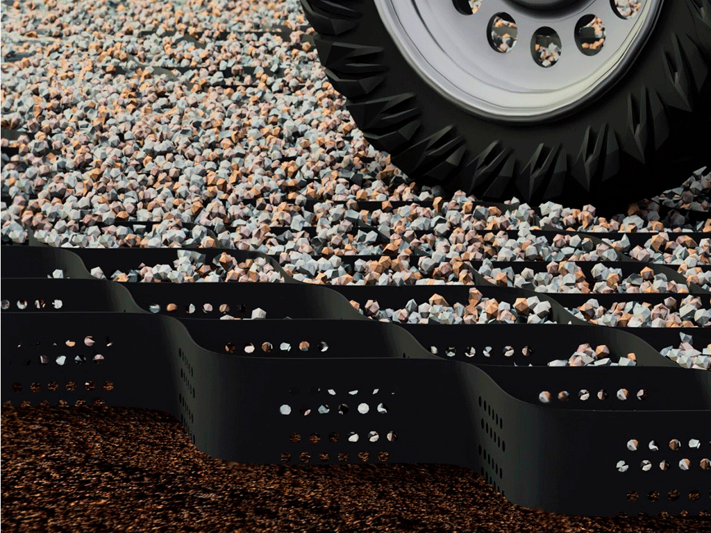 Георешетка TERRA 6000X2550мм, H=300мм, ячейка 220x220мм (39.0кг/модуль, S=15,3м2)