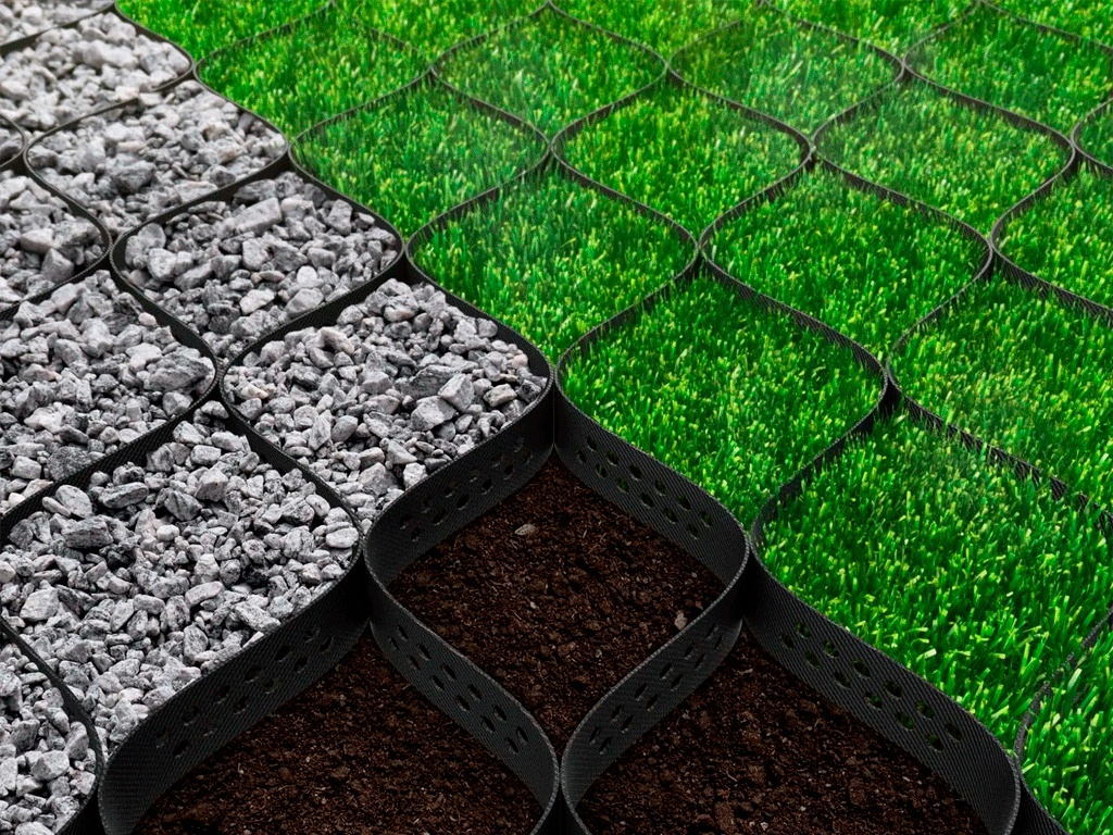 Георешетка TERRA 4943X2679мм, H=300мм, ячейка 160x160мм (43,0кг/модуль, S=13,2м2)