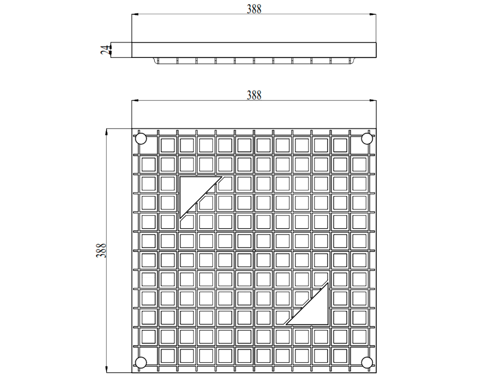 Gratar pluvial din plastic pentru camin 400x400 A15 (388x388x24)