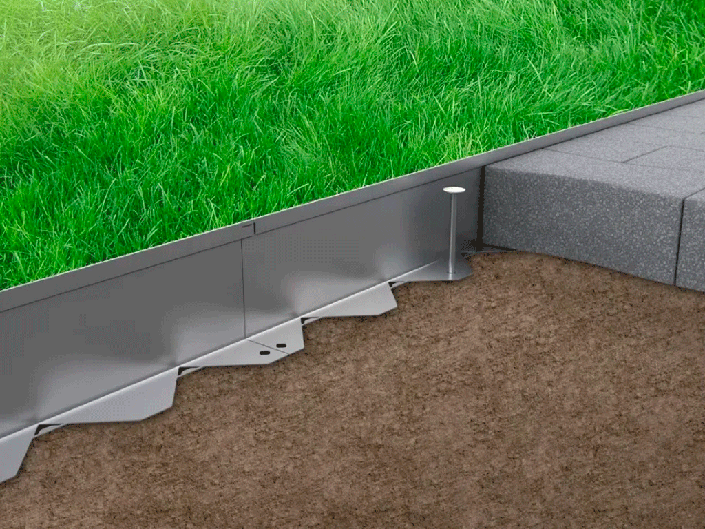 Bordura decorativa pentru pavaje si amenajare gradina STEEL EDGING (L=1000mm, H150mm)