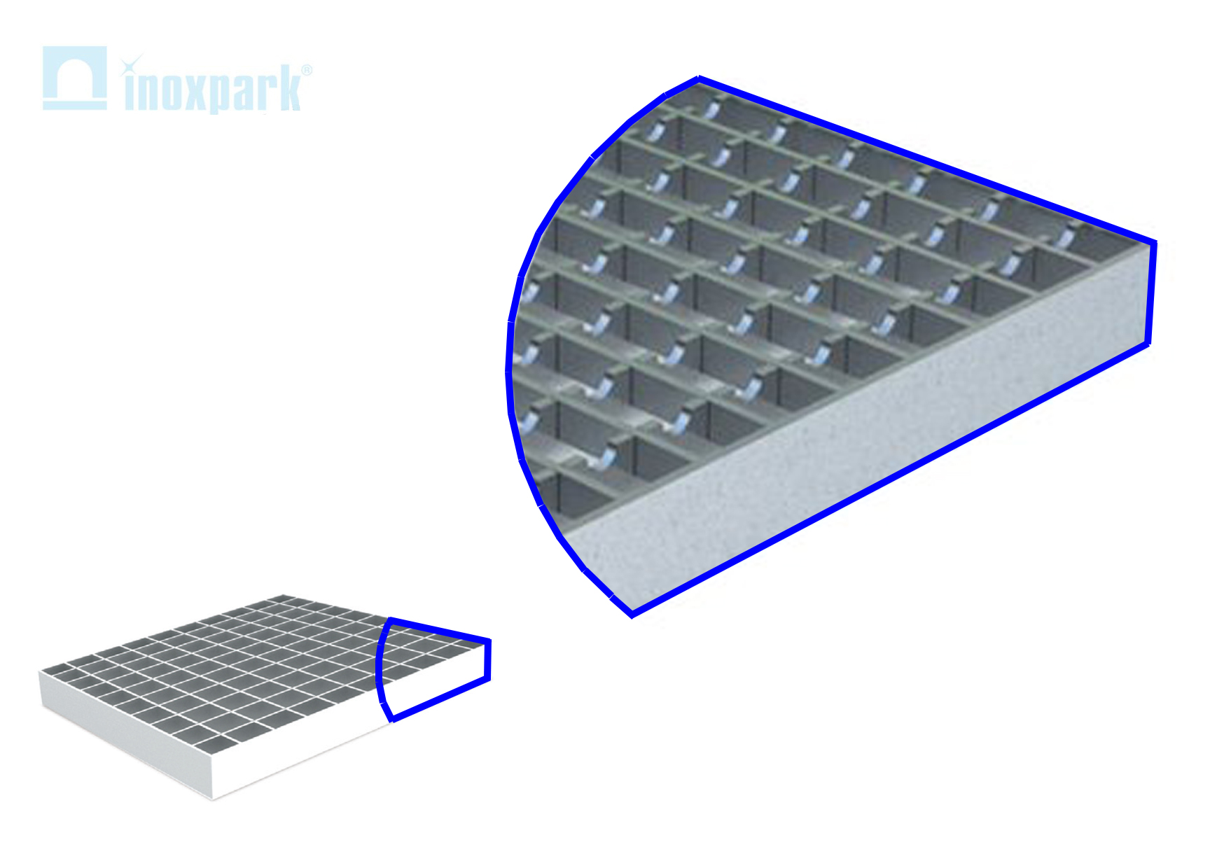 Решетка ячеистая из нержавеющей стали с антискольжением, для трапа 300х300