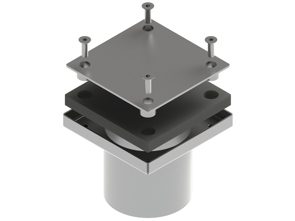 Ревизия из нержавеющей стали 150x150 с вертикальным выходом D110 мм, класс нагрузки L15 согласно EN 1253