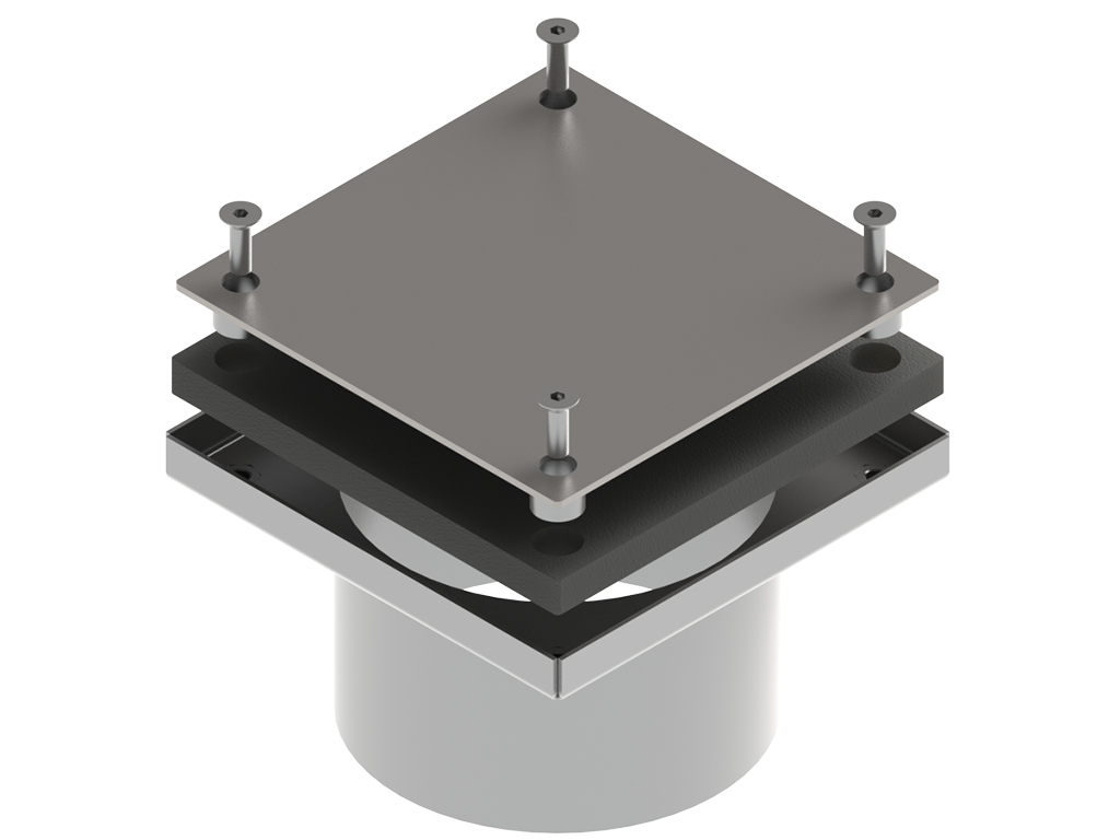 Ревизия из нержавеющей стали 250x250 с вертикальным выходом D200 мм, класс нагрузки L15 согласно EN 1253