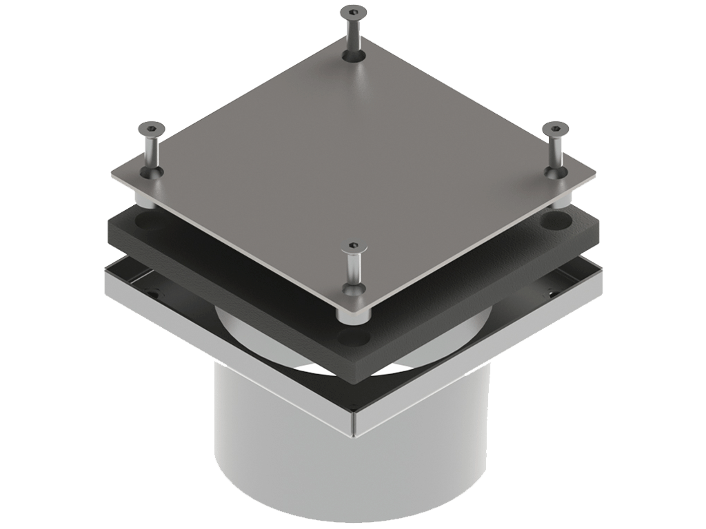 Ревизия из нержавеющей стали 200x200 с вертикальным выходом D160мм, класс нагрузки M125 согласно EN 1253