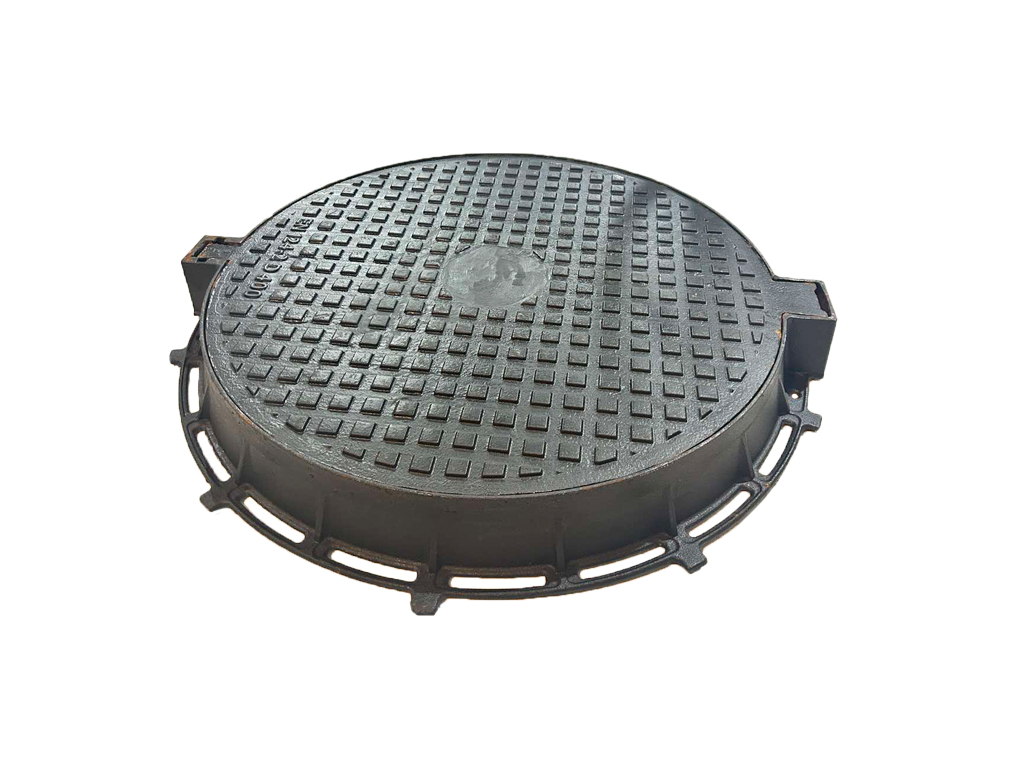 Capac din fontă ductilă, rotund cu ramă Dext=990mm, Pas Liber=800mm, H=110mm (990x800xH110mm) cu închizător tip click clasa D400