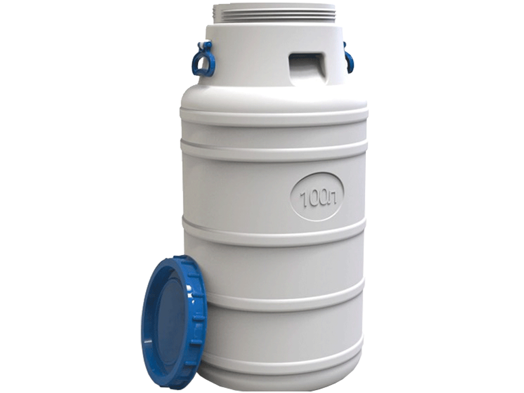 Bidon 100 litri dotat cu capac din plastic pentru produse alimentare (Dbaza=425mm, H=850mm)