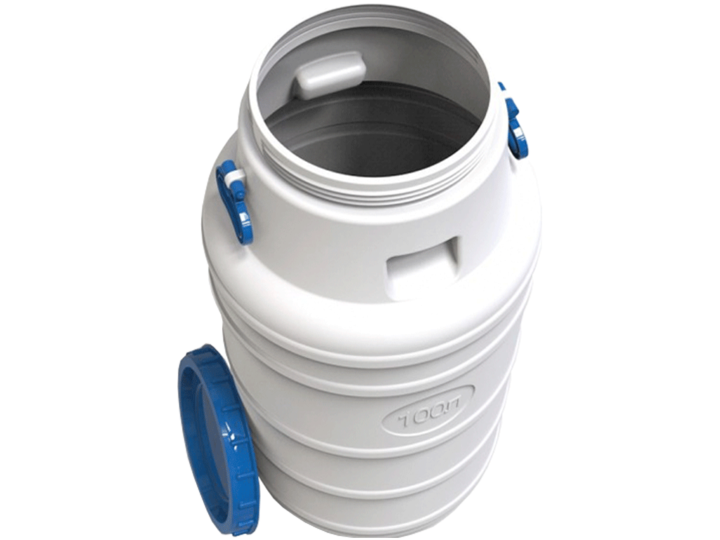 Bidon 100 litri dotat cu capac din plastic pentru produse alimentare (Dbaza=425mm, H=850mm)