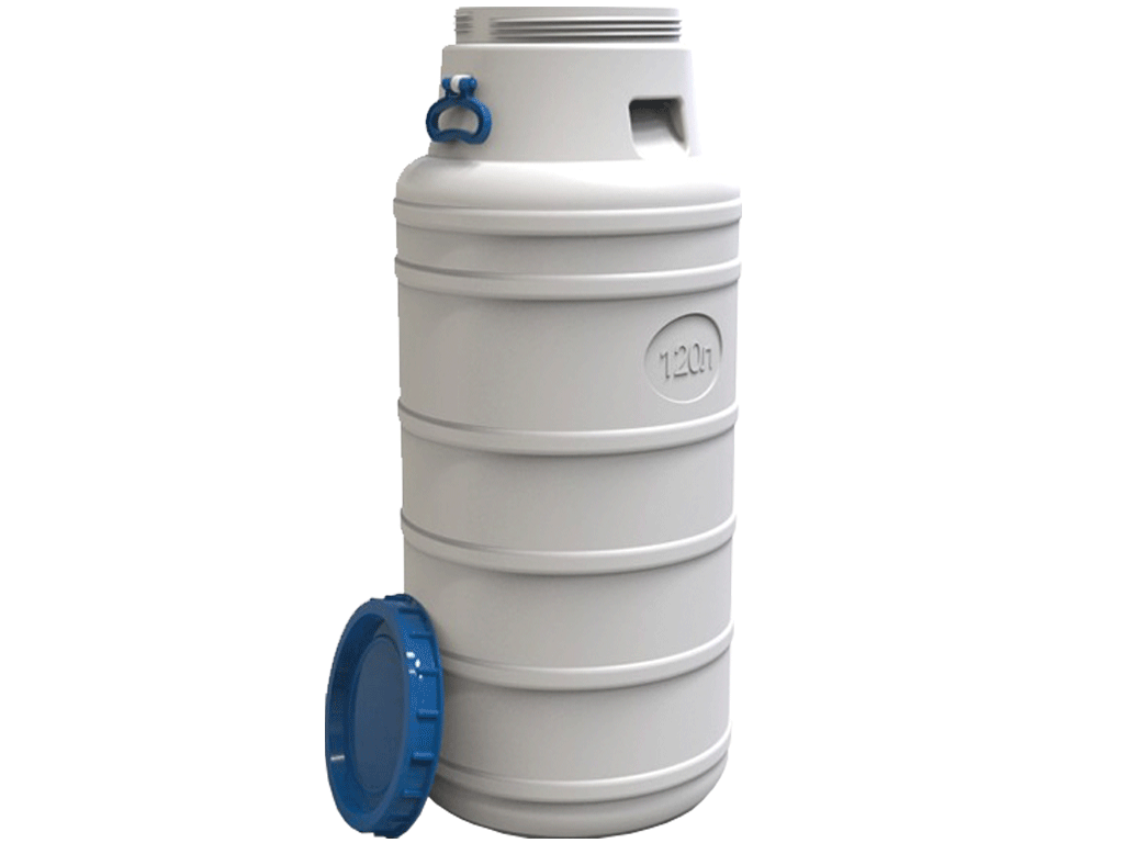 Bidon 120 litri dotat cu capac din plastic pentru produse alimentare (Dbaza=425mm, H=1000mm)
