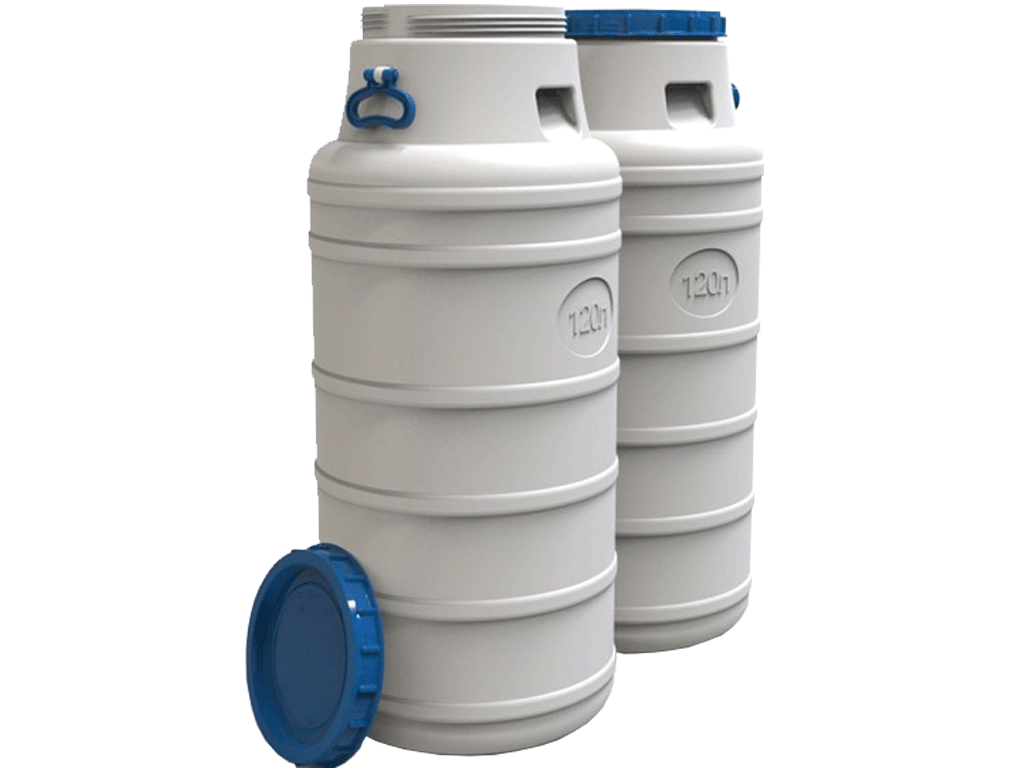 Bidon 120 litri dotat cu capac din plastic pentru produse alimentare (Dbaza=425mm, H=1000mm)