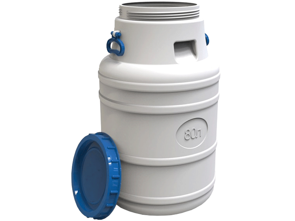 Bidon 80 litri dotat cu capac din plastic pentru produse alimentare (Dbaza=425mm, H=700mm)