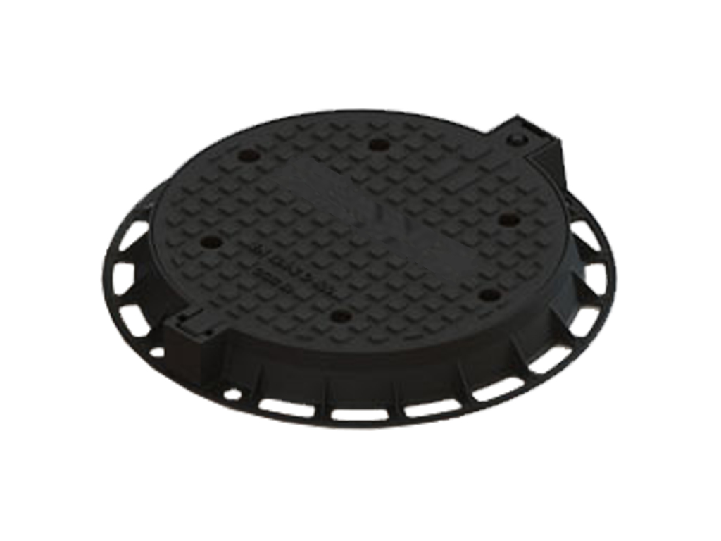 Capac pluvial din fontă ductilă rotund (ventilat (6 gauri)) Dext=775mm, pas liber=600mm, H=100mm clasa de sarcini D400