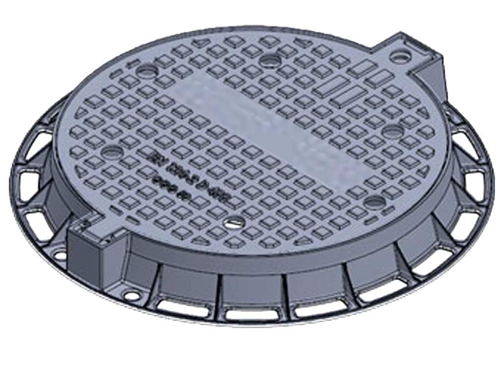 Capac pluvial din fontă ductilă rotund (ventilat (6 gauri)) Dext=775mm, pas liber=600mm, H=100mm clasa de sarcini D400