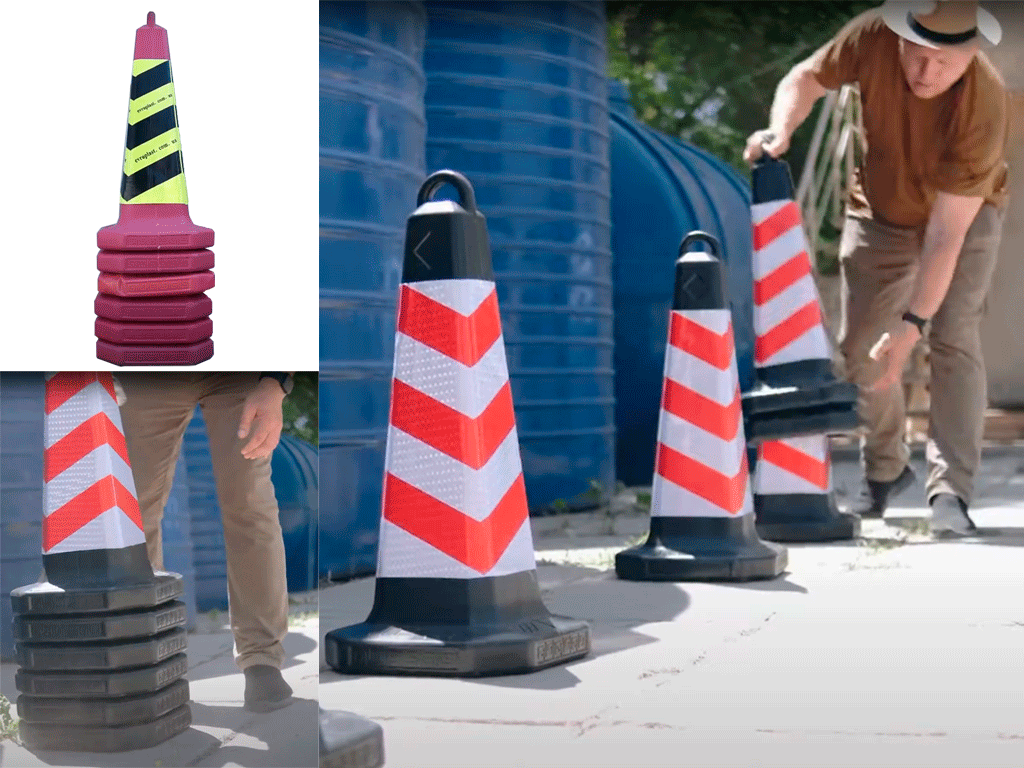 Конус дорожный сигнальный, 320x320x680мм, выдувной светоотражающий