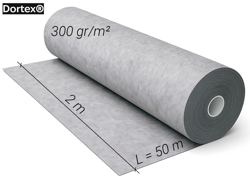 Geotextil nețesut Dortex, densitatea 300 gr/m2 (rolă 2x50m)
