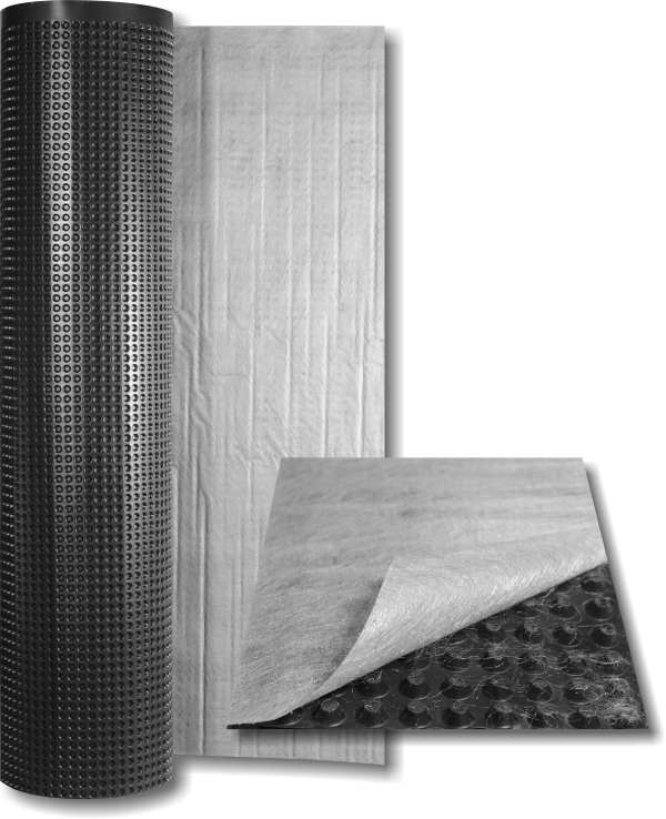 Шиповидная геомембрана с термоскрепленным геотекстилем Drenfol 500+110