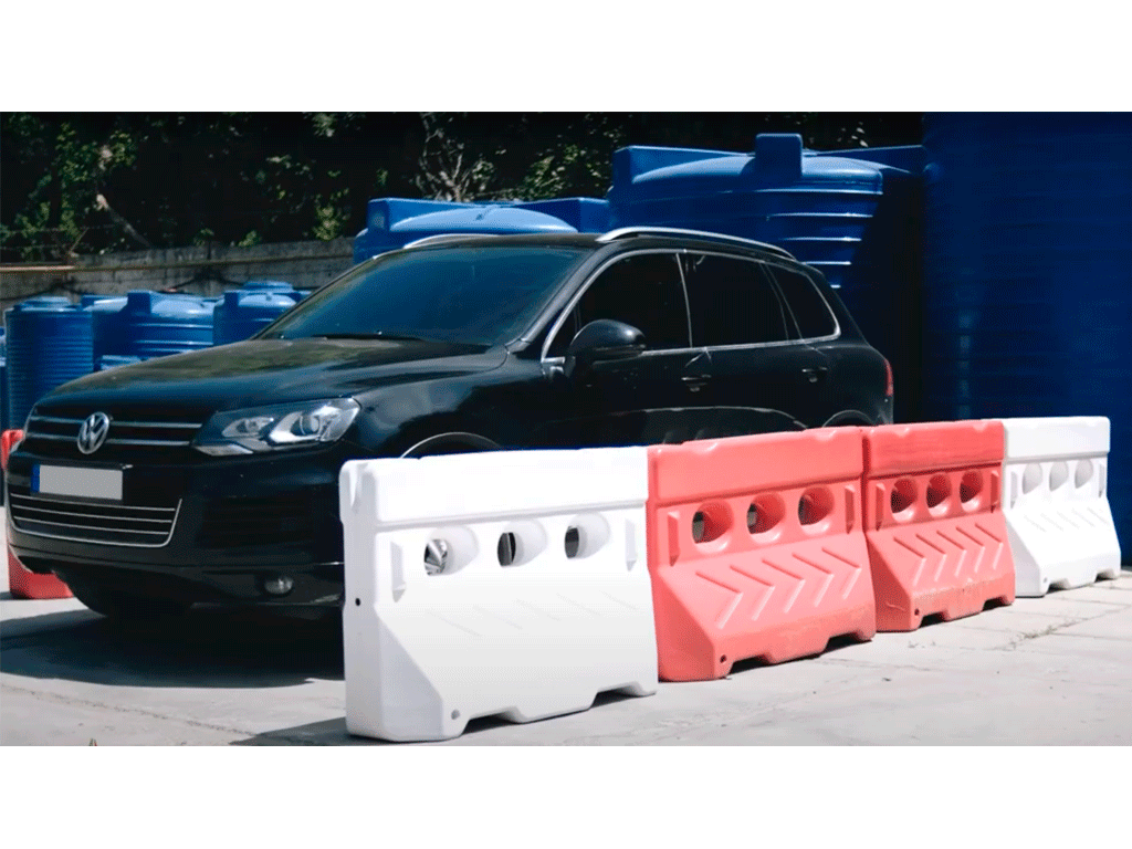 Барьер дорожный пластиковый, с защитой от ультрафиолета, для организации дорожного движения, белый (1200x400x800mm)