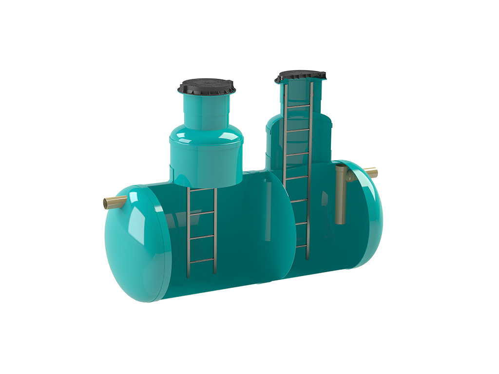 Separator de grăsimi și materii în suspensie VODALAND GMBaseH-8, debit Q=8.0 l/sec, cu poziționare orizontală și montaj subteran