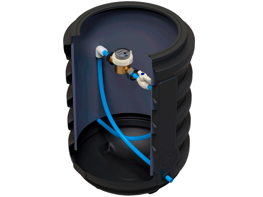 KIT Ansamblu pentru camin apometru cu pozarea de sus in camin (2 coturi, 1 robinet, 1 filtru, 1 contor DS-SRP DN15, 2 racorduri contor, 1 supapa)