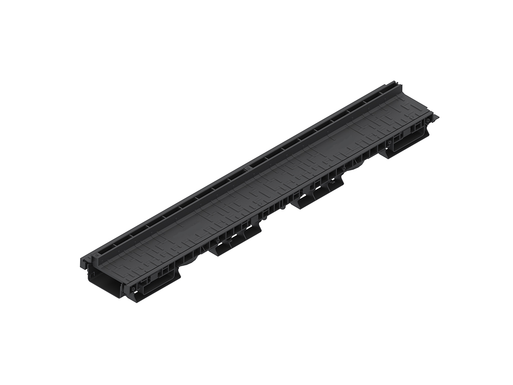 Rigola Base DN100 H85 dotata cu gratar tip fantă longitudinala din polipropilena (1000x156x85mm), clasa de sarcini A15