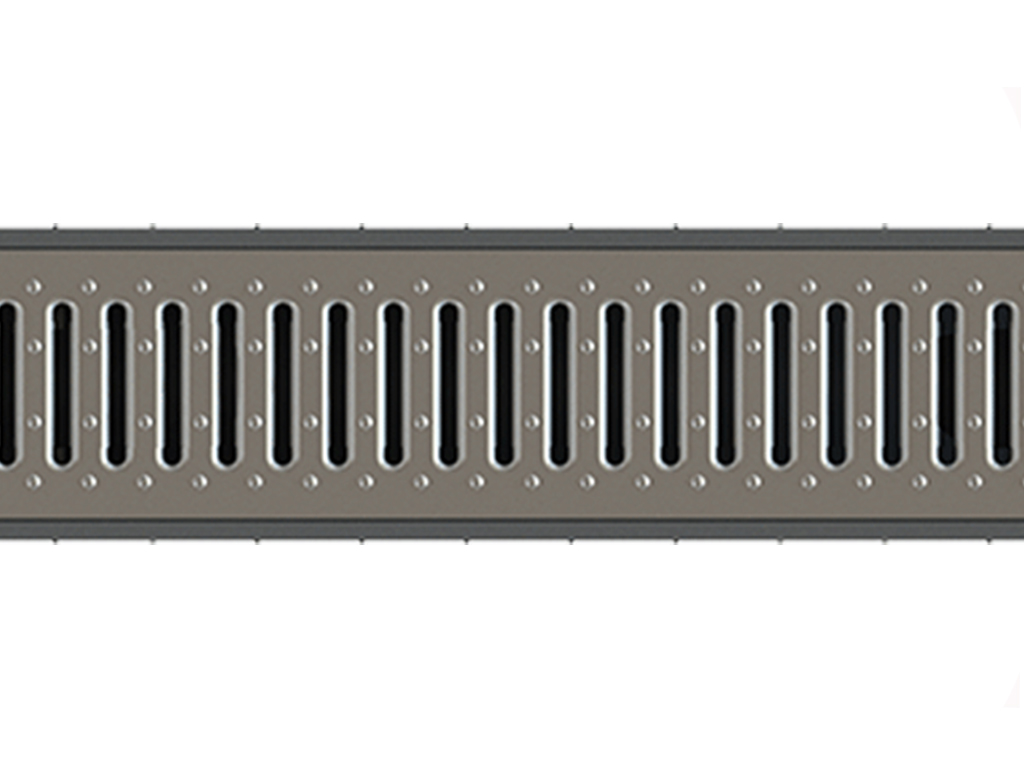 Rigolă din plastic BASE DN100 H60 cu grătar metalic zincat în fante clasa de sarcini A15