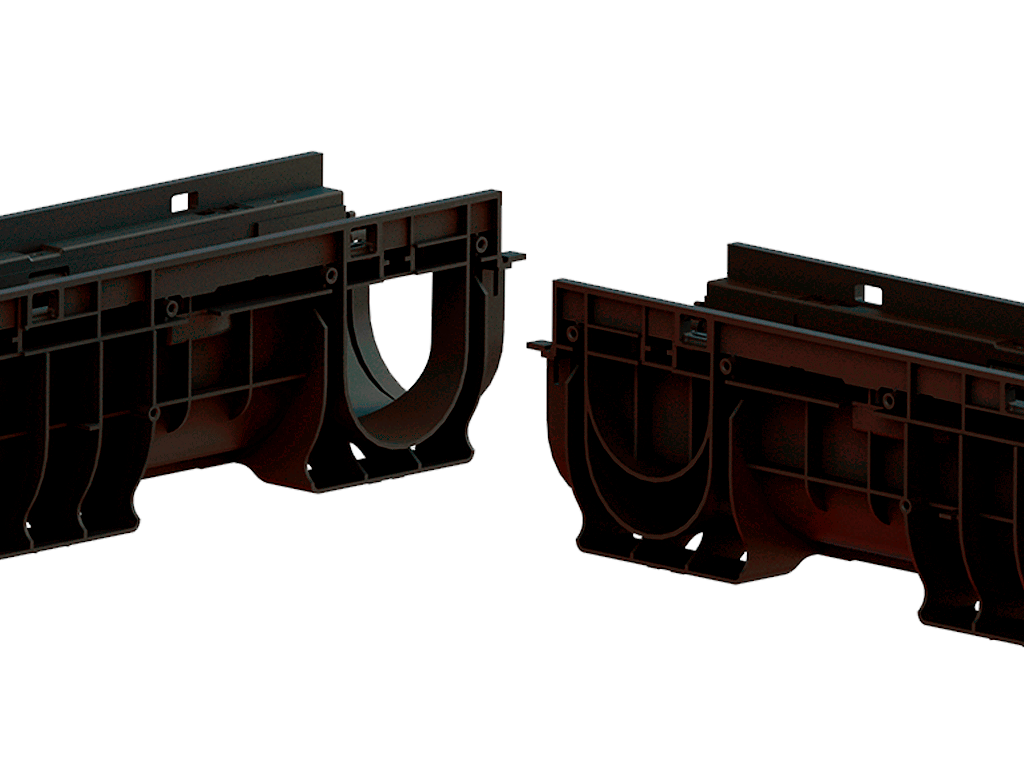 Лоток водоотводный POLYMAX BASIC DN100 H120 с решеткой стальной оцинкованной, нагрузкой до 3 тонн (1000x160x120)