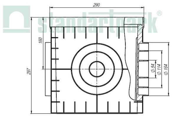 Дождеприемник квадратный ливневой PolyMax Basic с корзиной в комплекте (300x300x300)