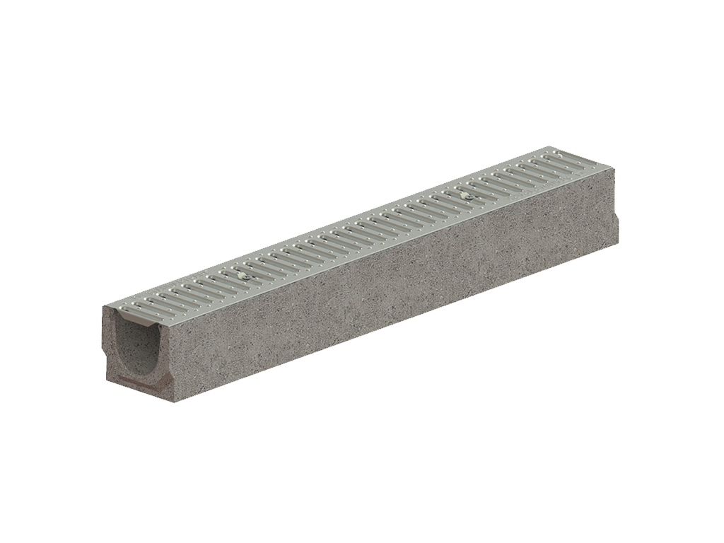Rigola BetoMax Basic DN100 H125 cu gratar metalic zincat A15 (1000x140x125)