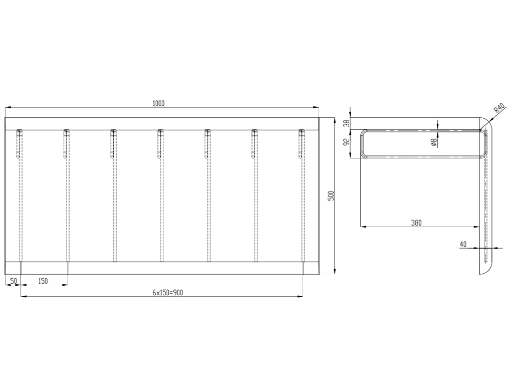 Cornișă pentru poduri (tip dreaptă), din polimerbeton (1000x500x40mm)