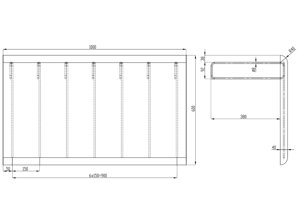 Cornișă pentru poduri (tip dreaptă), din polimerbeton (1000x600x40mm)