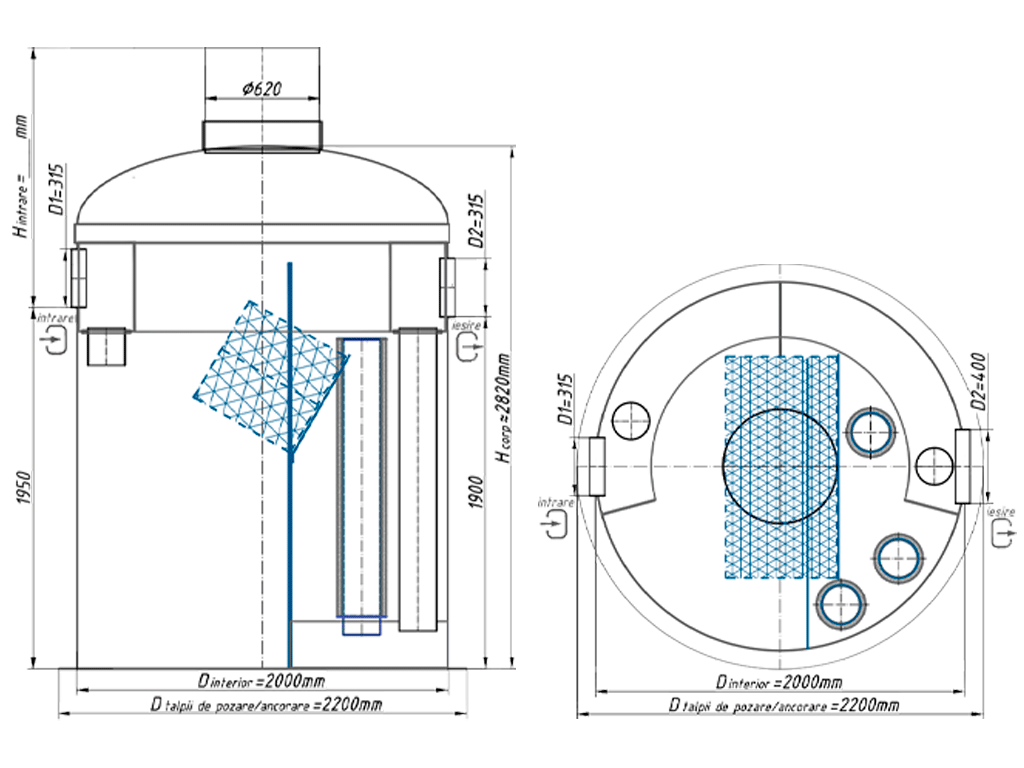 Сепаратор нефтепродуктов и взвешенных веществ Vodaland OilPro700-15/75, производительность Q=15,0л/с, с внутренним байпасом Q=75,0л/с