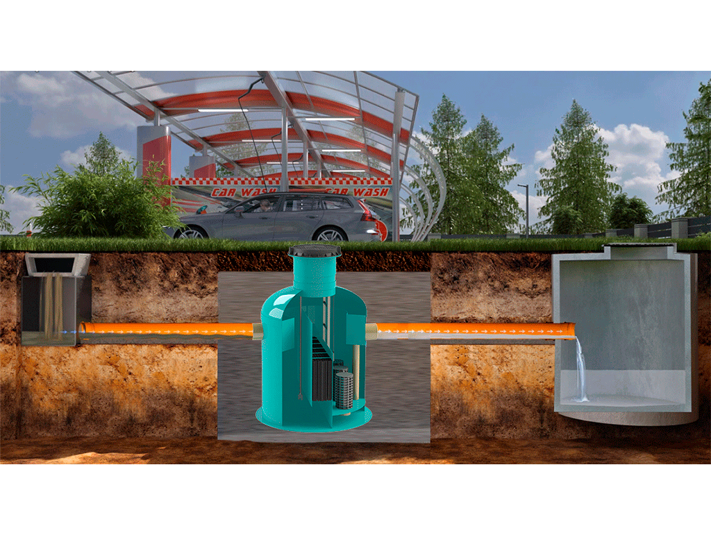 Сепаратор нефтепродуктов VODALAND OilPro700-6/30, рабочий расход Q=6,0л/с, с внутренним байпасом (расходом Q=30,0л/с)